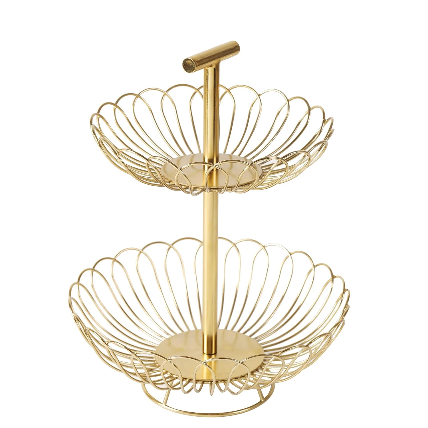 Craft Brio -A TRENDY HANDICRAFTS Metal Multifunctional 2 Tier Gold Decorative Countertop Storage Basket Free Standing Decorative Organizer(11.5 IN) view 1