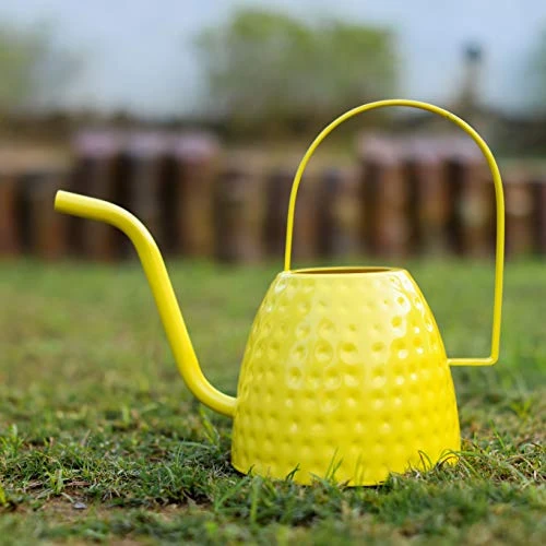 Craft Brio -A TRENDY HANDICRAFTS 1 L Green/Yellow Hammered Metal Watering Can (9.2 H X 11.5 L) view 3