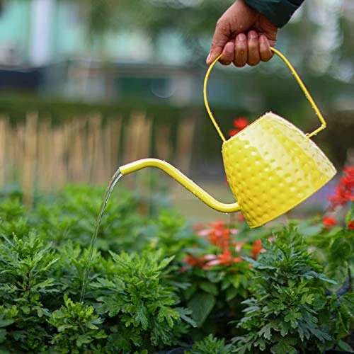 Craft Brio -A TRENDY HANDICRAFTS 1 L Green/Yellow Hammered Metal Watering Can (9.2 H X 11.5 L) view 4
