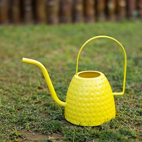 Craft Brio -A TRENDY HANDICRAFTS 1 L Green/Yellow Hammered Metal Watering Can (9.2 H X 11.5 L) view 6