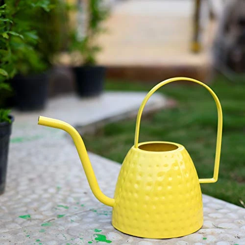 Craft Brio -A TRENDY HANDICRAFTS 1 L Green/Yellow Hammered Metal Watering Can (9.2 H X 11.5 L) view 7