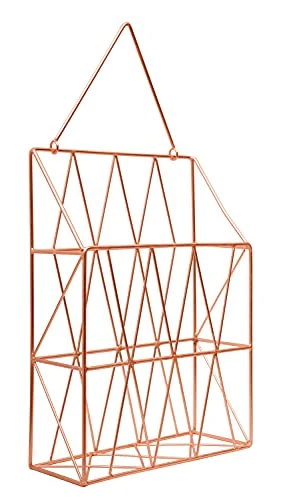 Craft Brio -A TRENDY HANDICRAFTS Metal Copper Finish Rose Gold Magazine, Books Comics Wall Shelf Type Hanging Holder(Red, Medium) view 5