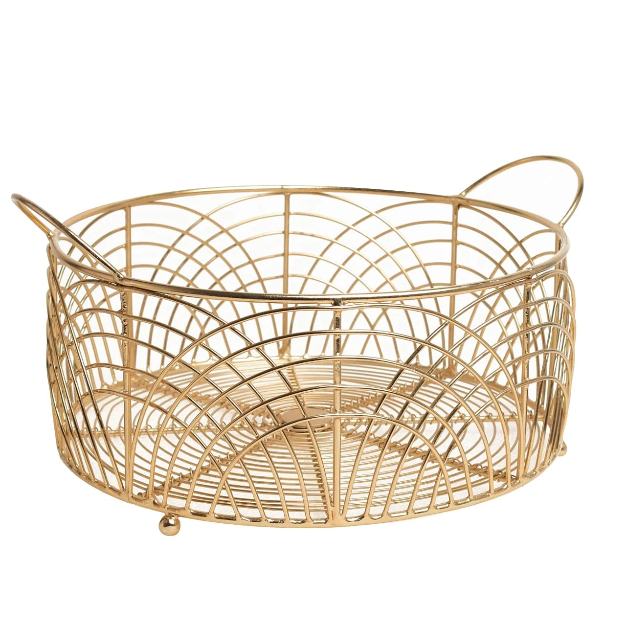 Craft Brio -A TRENDY HANDICRAFTS Cast Iron Gold Plated Decorative Wire Round Basket Diwali Gifting(Gold, 10 Inch Diameter, 5 Inches Height) view 4