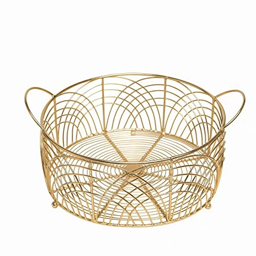 Craft Brio -A TRENDY HANDICRAFTS Cast Iron Gold Plated Decorative Wire Round Basket Diwali Gifting(Gold, 10 Inch Diameter, 5 Inches Height) view 3