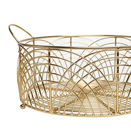 Craft Brio -A TRENDY HANDICRAFTS Cast Iron Gold Plated Decorative Wire Round Basket Diwali Gifting(Gold, 10 Inch Diameter, 5 Inches Height) view 7