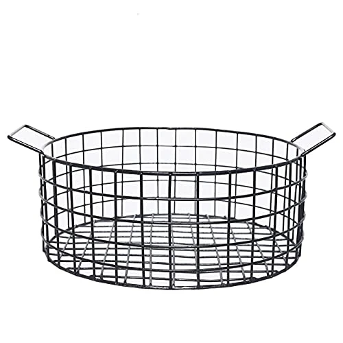 Craft Brio -A TRENDY HANDICRAFTS Wire Metal Round Basket Black Decorative Gifting for Storage Fruit and Organizing Kitchen and Bathroom Storage Pack of 1 & Size (10? Diameter, 5 In view 5