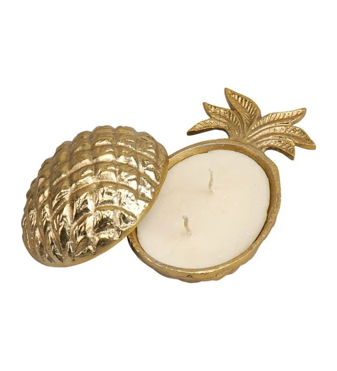 Craft Brio -A TRENDY HANDICRAFTS Gold Plated Aluminium Casting Pineapple Tealight Candle Holder Decorative Candle Stand for Home Party and Wedding (7 X 4 X 3.5 inches) view 3