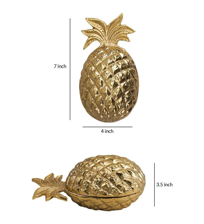 Craft Brio -A TRENDY HANDICRAFTS Gold Plated Aluminium Casting Pineapple Tealight Candle Holder Decorative Candle Stand for Home Party and Wedding (7 X 4 X 3.5 inches) view 6