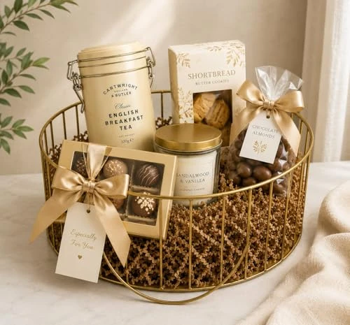 Oval Wire Decorative Gifting Basket with Handles | Gold Plated Metal Fruit & Gift Hamper Basket for Wedding, Festive & Home Decor | Multipurpose Storage Organizer Basket view 8
