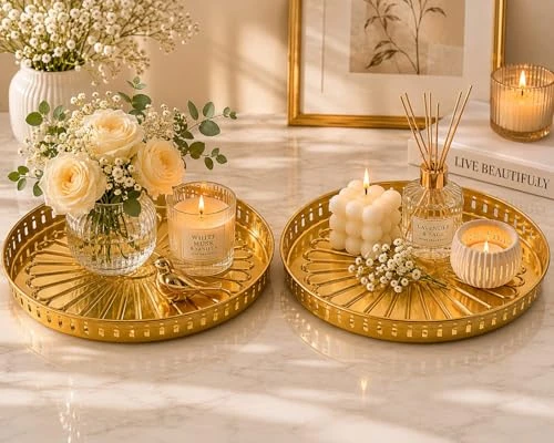 Craft Brio Pure Brass Decorative Pooja Tray for Home Temple – Round Brass Thali for Pooja, Aarti & Festive Décor, Traditional Handcrafted Plate for Diwali Wedding Rituals (9 inches view 3