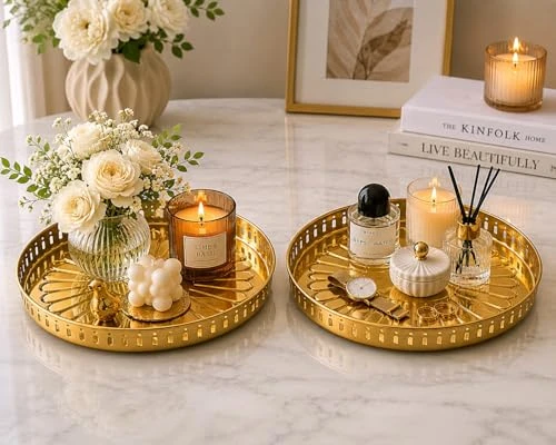 Craft Brio Pure Brass Decorative Pooja Tray for Home Temple – Round Brass Thali for Pooja, Aarti & Festive Décor, Traditional Handcrafted Plate for Diwali Wedding Rituals (9 inches view 4