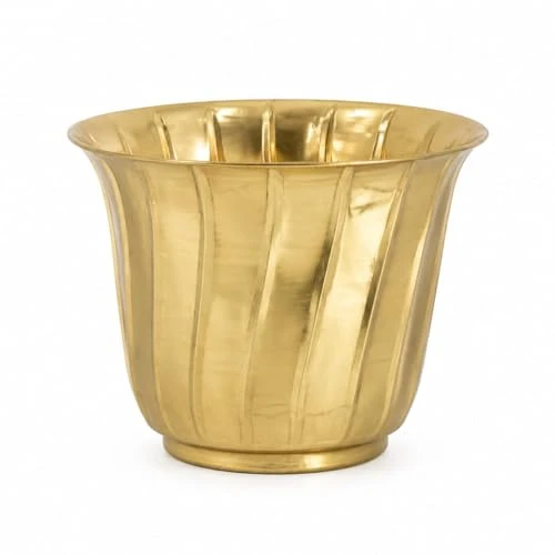 Craft Brio Pure Brass Planter Pot for Indoor Plants | 21 cm Decorative Metal Flower Pot | Handmade Brass Planter for Balcony, Living Room & Home Décor | 17 cm Height view 3
