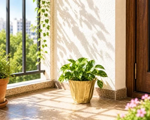 Craft Brio Pure Brass Planter Pot for Indoor Plants | 21 cm Decorative Metal Flower Pot | Handmade Brass Planter for Balcony, Living Room & Home Décor | 17 cm Height view 7