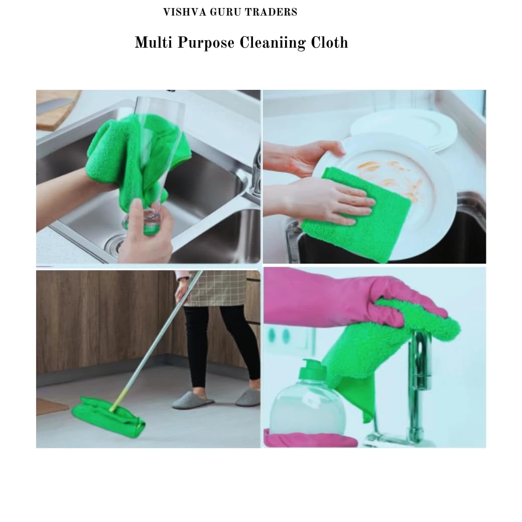Tot2hom Microfiber Cleaning Cloth 250 GSM - Multicolour Pack of 4 - Size 40x40 cm view 5