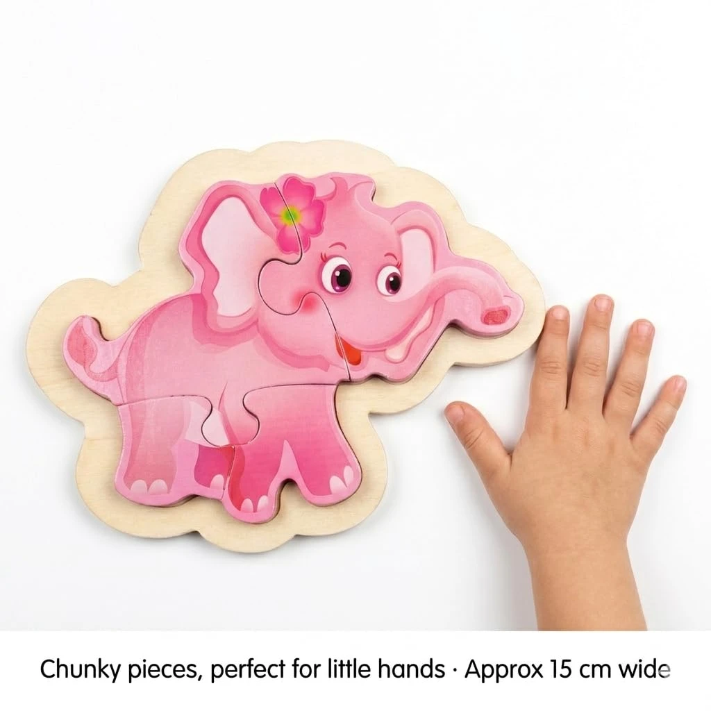 Wooden Jungle Animal Puzzle for Kids – Wild Animals Set of 4 Individual Boards – Elephant, Zebra, Rhino & Wild Boar – Educational Toy for Toddlers Boys Girls Age 2 3 4 5 view 6