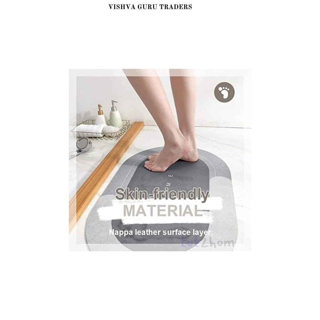 Tot2Hom Floor Mat 60 X 40 CM Anti Skid Rubber Quick Water Absorbent Door Mat | Machine Washable Soft Microfiber Waterproof Mat | Bedroom, Shower Room, Kitchen | Pack of (2, Bath Room) view 3