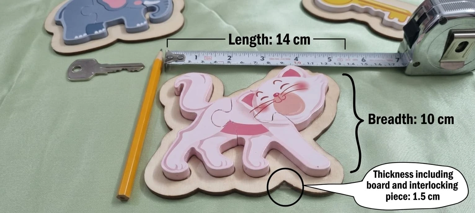 Wooden Animal Jigsaw Puzzle for Kids – Pack of 12 Individual Puzzle Boards – Elephant Peacock Cow Turtle Squirrel Penguin Cat Seal Rhino Boar Zebra Sheep – Educational Toy for Toddlers Age 2 to 5 view 6