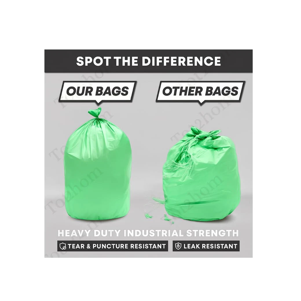 Tot2hom Green Garbage Bags Medium Size 19 x 21 Inches – Pack of 12 Roll - 360 Bags | with Tie-String | Strong Leak-Proof Dustbin Covers/waste bag/trash bag for Home, Office, Kitchen, Bathroom view 4