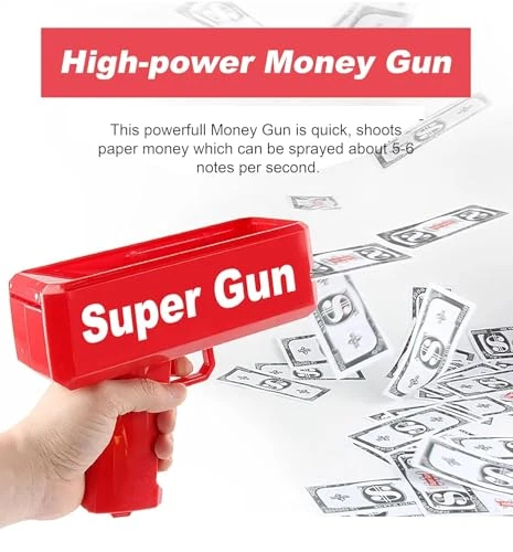Design Studio The Cash Cannon Money Gun Toy for Kids and Adults with 1 Bundle of Fake Dollar for Flawless Enjoyment - Suitable for Parties, Weddings, Birthdays - Press The Trigger and See The Magic view 1