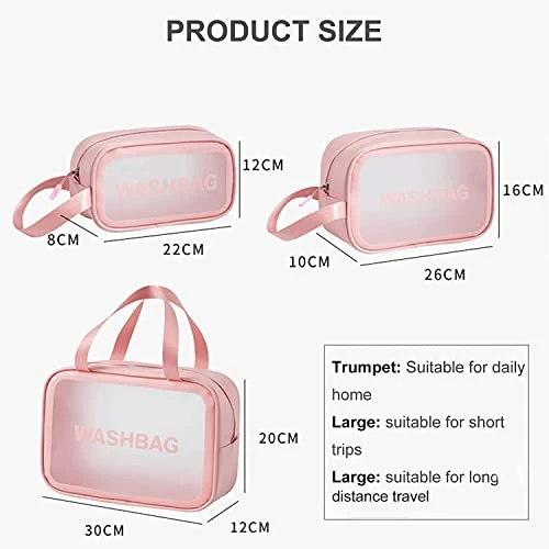 Design Studio Makeup Travel Pouch, Cosmetic Bag, Travel kit Pouch for Toiletries, Brushes and Cosmetics - Set of 3 - Washbag Pouch - Rose Gold view 2