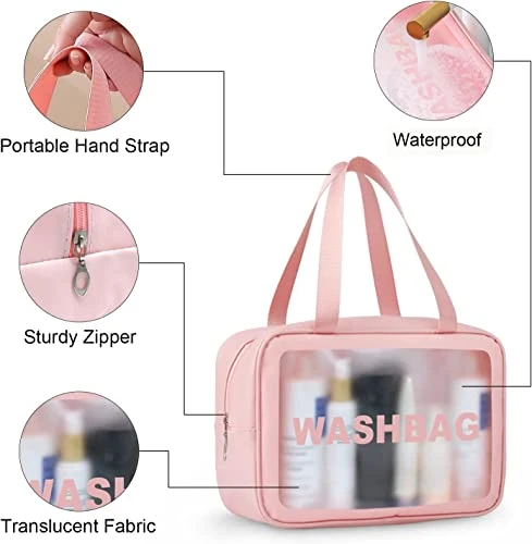 Design Studio Makeup Travel Pouch, Cosmetic Bag, Travel kit Pouch for Toiletries, Brushes and Cosmetics - Set of 3 - Washbag Pouch - Rose Gold view 4