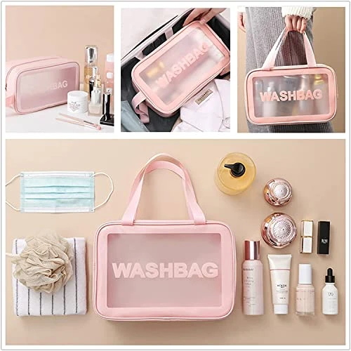Design Studio Makeup Travel Pouch, Cosmetic Bag, Travel kit Pouch for Toiletries, Brushes and Cosmetics - Set of 3 - Washbag Pouch - Rose Gold view 6