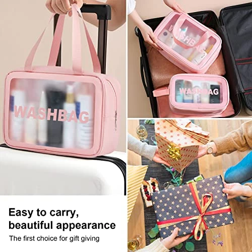 Design Studio Makeup Travel Pouch, Cosmetic Bag, Travel kit Pouch for Toiletries, Brushes and Cosmetics - Set of 3 - Washbag Pouch - Rose Gold view 8