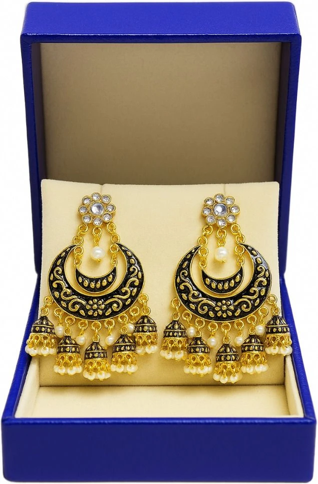 Tahaniya Chaandvaali Noor Crescent Harmony Jhumka Jhumki Earring and Chandbali Earring view 5