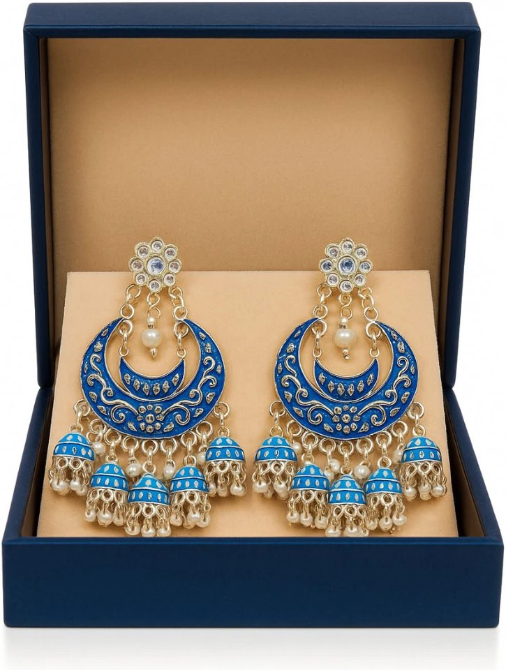 Tahaniya Chaandvaali Noor Crescent Harmony Jhumka Jhumki Earring and Chandbali Earring view 5