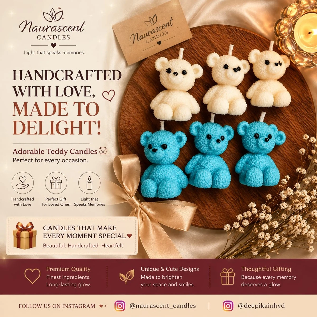 Small Teddy Bear Candle view 2