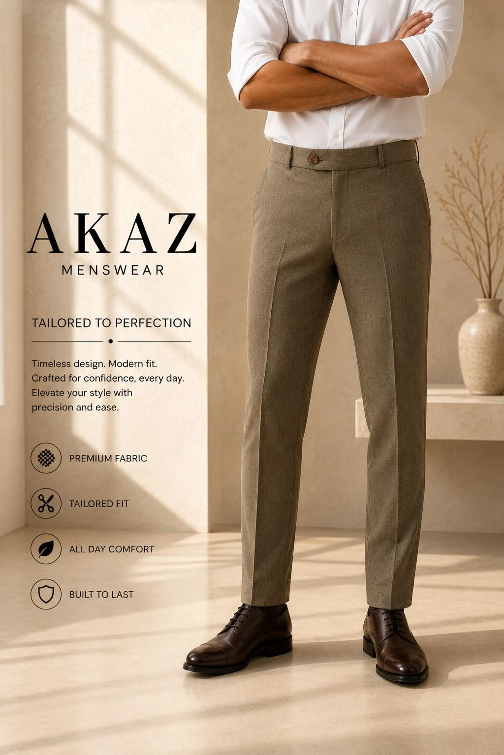 AKAZ Men's Parallel Trousers Slim Fit view 1