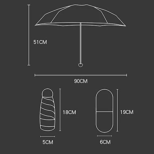 Design Studio - Mini Foldable Waterproof Ultra UV Light Protective Compact & Small Umbrella - Free Cute Capsule Case & Umbrella Hanger - (Colour :- Pink) view 3