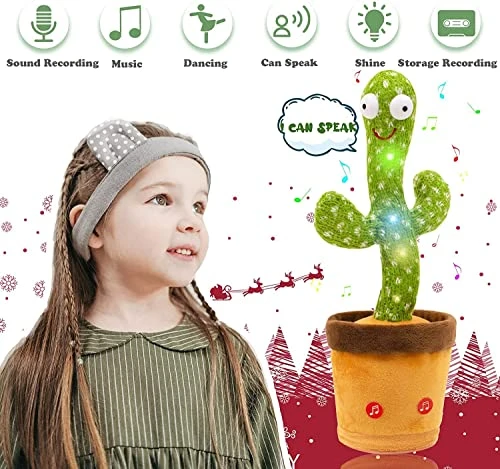 Dancing Cactus Talking Toy, Cactus Plush Rechargeable Toy, Wriggle & Singing Recording Repeat What You Say Funny Education Toys for Babies Children Playing, Home Decorate (Cactus Toy) view 3