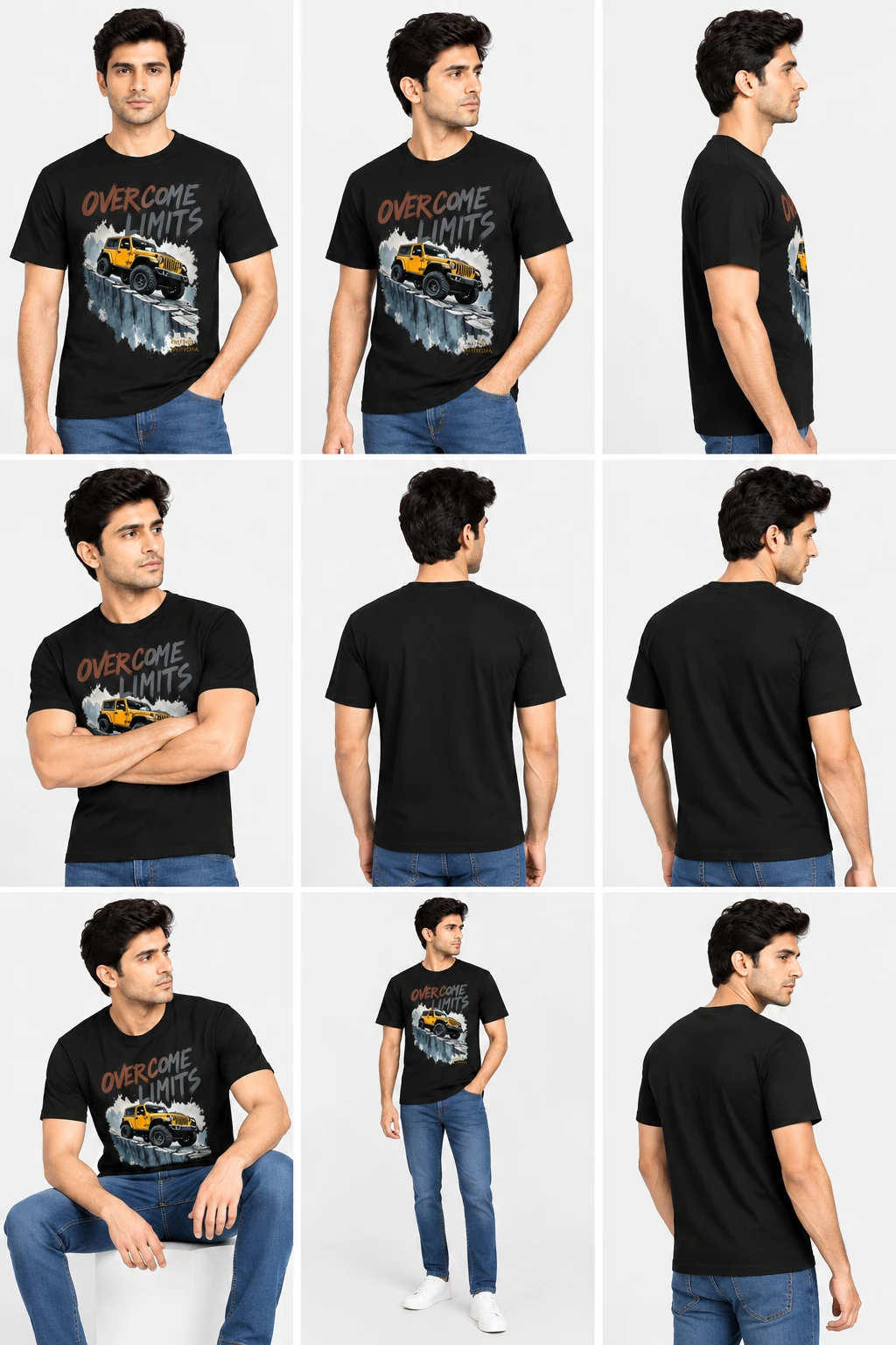 KNITROVA  Men's  Printed  100% Cotton T-Shirt - Black view 2
