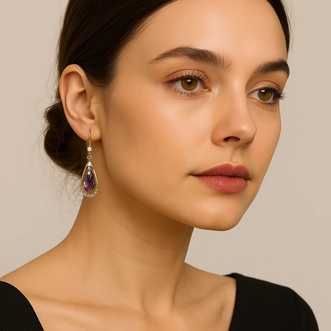 Tahaniya Tear Drop Korean Earrings Drops & Danglers view 2