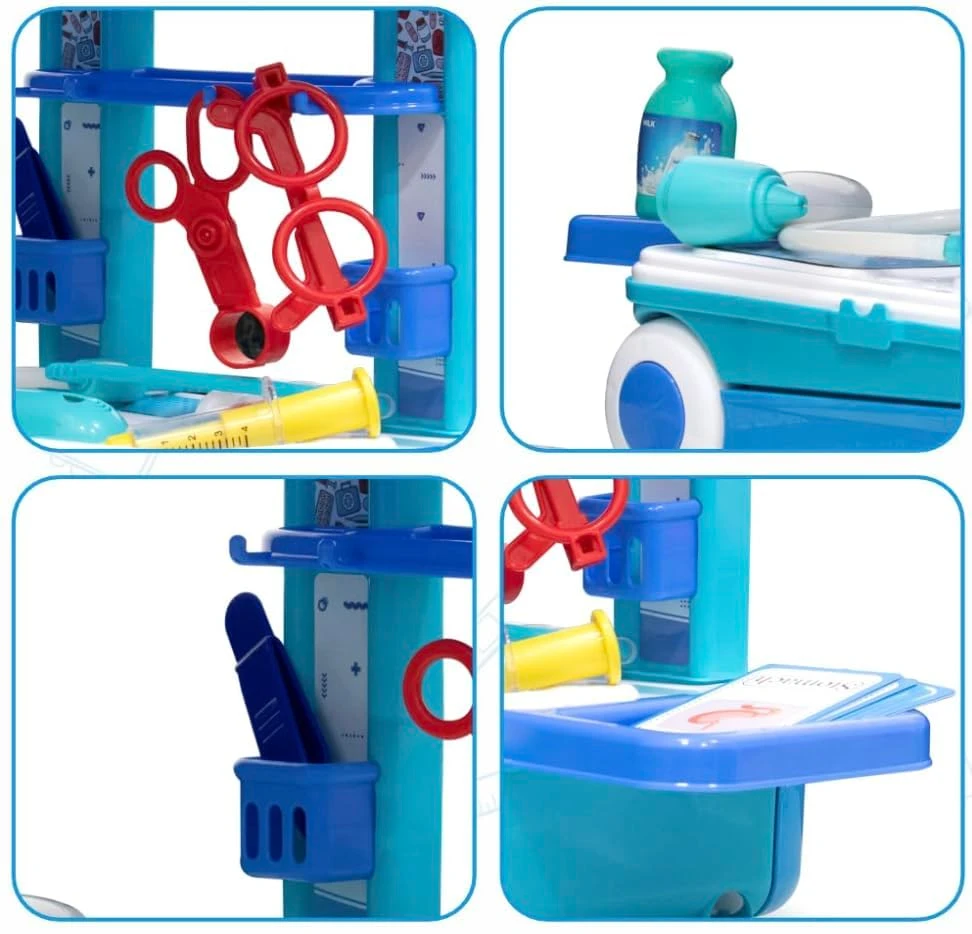 Design Studio Premium Doctor Set Trolley for Kids, LED Light Instruments, Pretend Play Doctor Set Trolley for Kids Above 3 Years, Doctor Kit for Boys & Girls, BIS Approved. (Blue Trolley) view 5