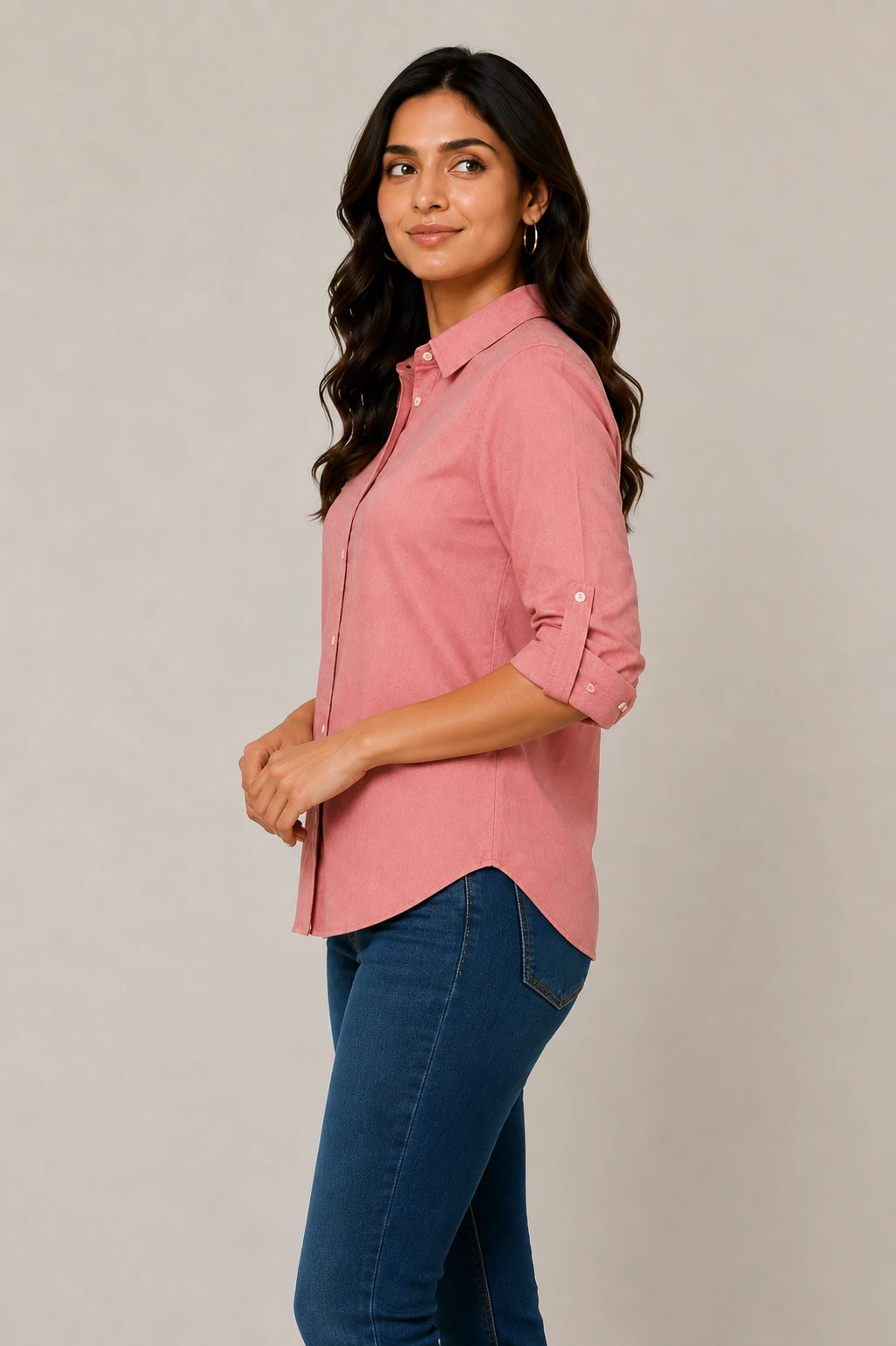 Women's Shirt - Dusty Rose 100% Cotton Oxford view 2