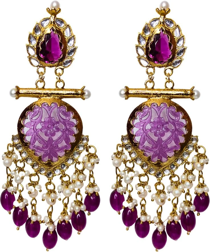 Tahaniya Handcrafted Kundan Pearl Drop Earrings Chandbali Earring view 1