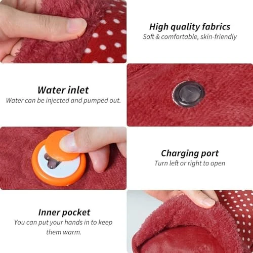Design Studio Hot Water Bag Heating Bag Gel hot Water Bag hot bags for pain relief hot water bags electric hot pack heat pad electric for pain relief electric heating pad for back pain Men & Women with Charging Cord-Multicolour (Velvet Bag) view 7