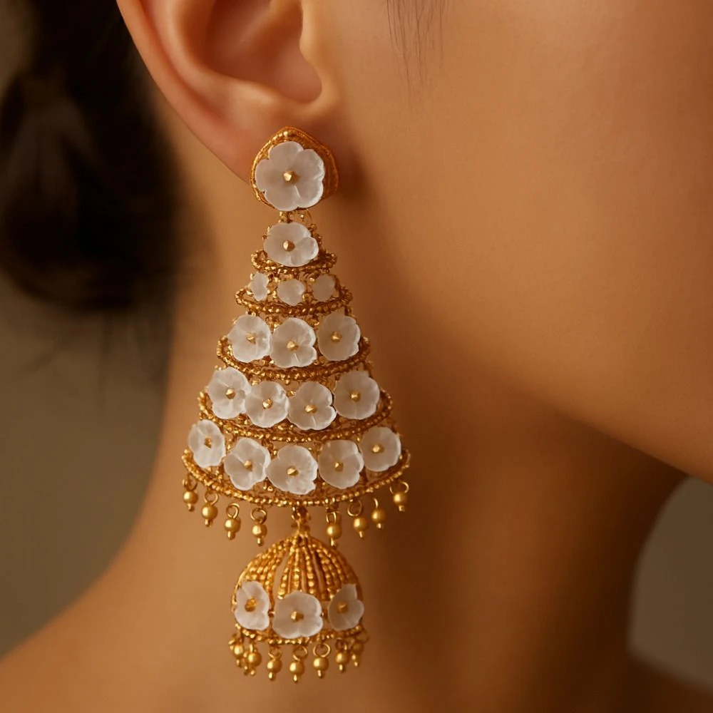 Tahaniya Sonrika Bloomed Jhumkas Jhumki Earring view 2