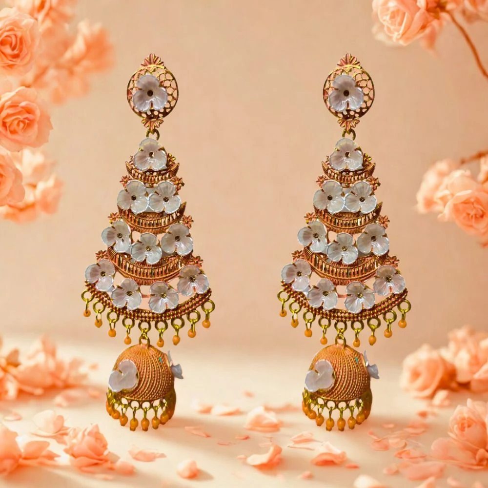 Tahaniya Sonrika Bloomed Jhumkas Jhumki Earring view 3