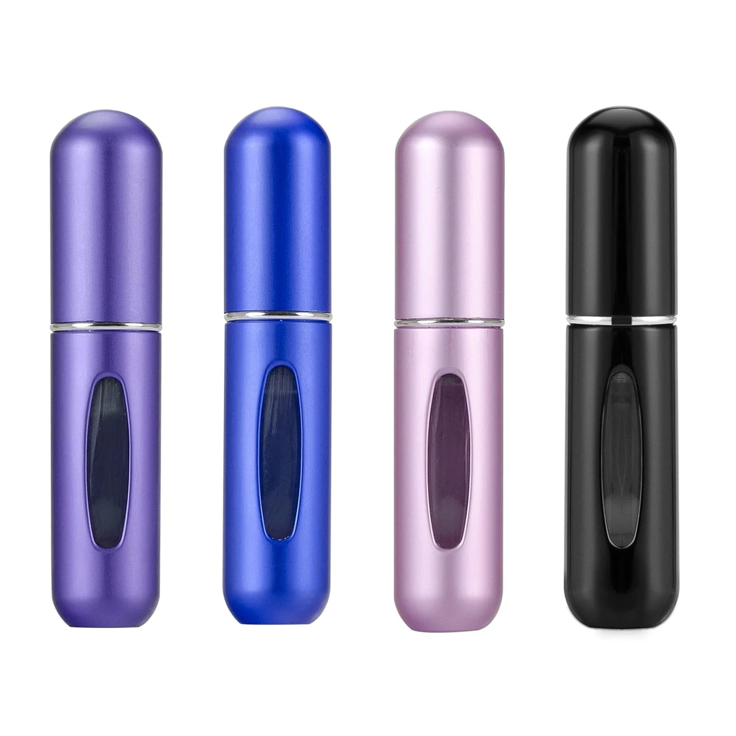 Design Studio Pack of 4 Empty Refillable Travel Bottles Multicolour Chrome Finished view 1