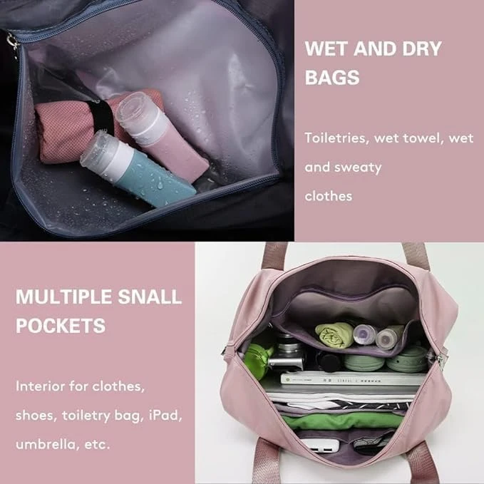 Design Studio Nylon 41 Liter Expandable Travel Bags for Women, Duffle Bags for Women Luggage, Foldable Vanity Traveling Bag, Waterproof Hand Bag for Ladies Personal Items,Pink view 6