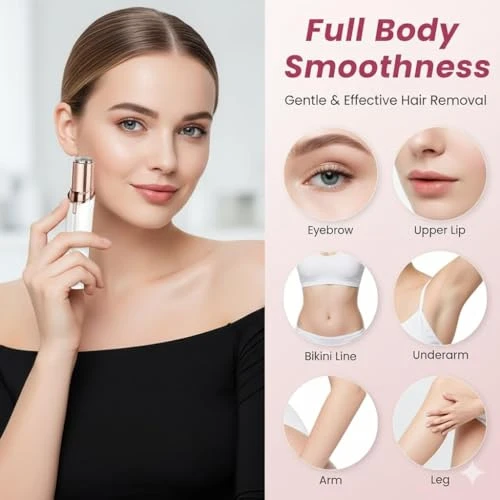 Eyebrow Trimmer for Women, 2 in 1 Rechargeable Facial Hair Remover with Replaceable Heads, Professional Painless Personal Hair Removal Eyebrow Razor with Indicator Lights view 4