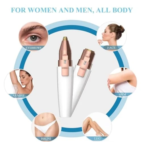 Eyebrow Trimmer for Women, 2 in 1 Rechargeable Facial Hair Remover with Replaceable Heads, Professional Painless Personal Hair Removal Eyebrow Razor with Indicator Lights view 7