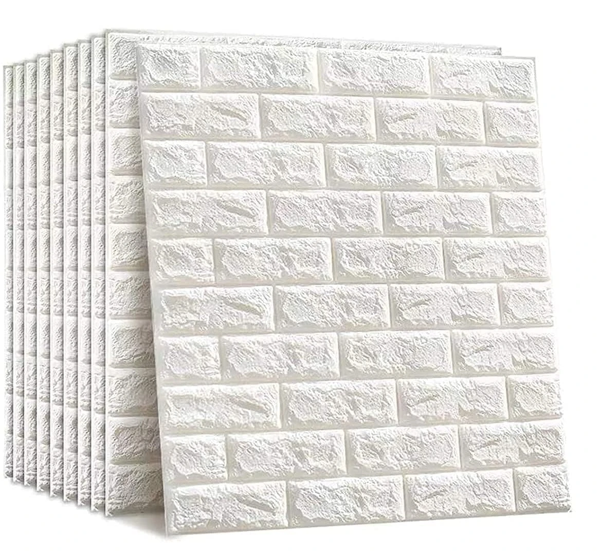 3D Self-Adhesive Brick Wallpaper – 70 x 77cm PE Foam Wall Panels for Home, Bedroom, Living Room, and Café Decor | Easy Peel & Stick DIY Wall Stickers (Covers 5.8 Sq. Ft) - White Pack of 1 view 1