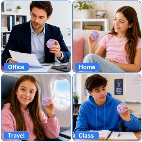 Design Studio 3D Printed Press to Spin Fidget Stress Ball | Sensory Spinning Fidget Spinner | Handheld Desk Fidget for Teens & Adults | Office School & Home Use (Pack of 1) (Pink) view 5