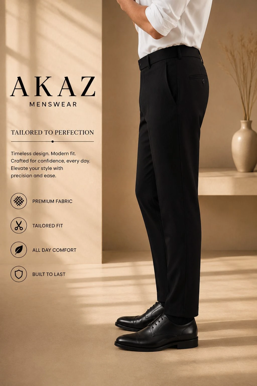 AKAZ Men's Casual Trousers Slim Fit view 1