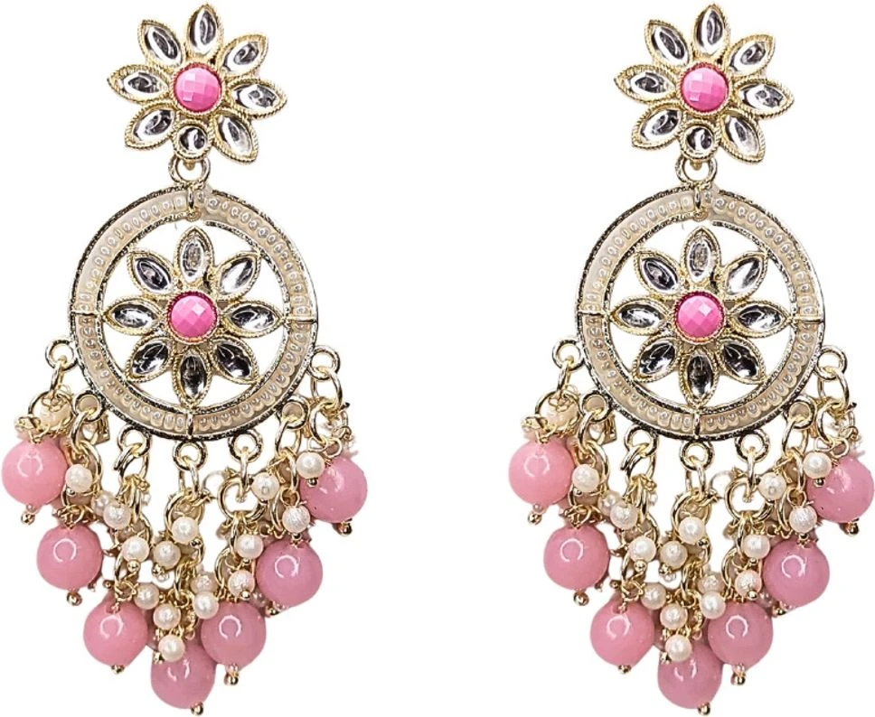 Tahaniya Gulbahaar Chaandrika Blush Bloom Drop Earrings Chandbali Earring view 1