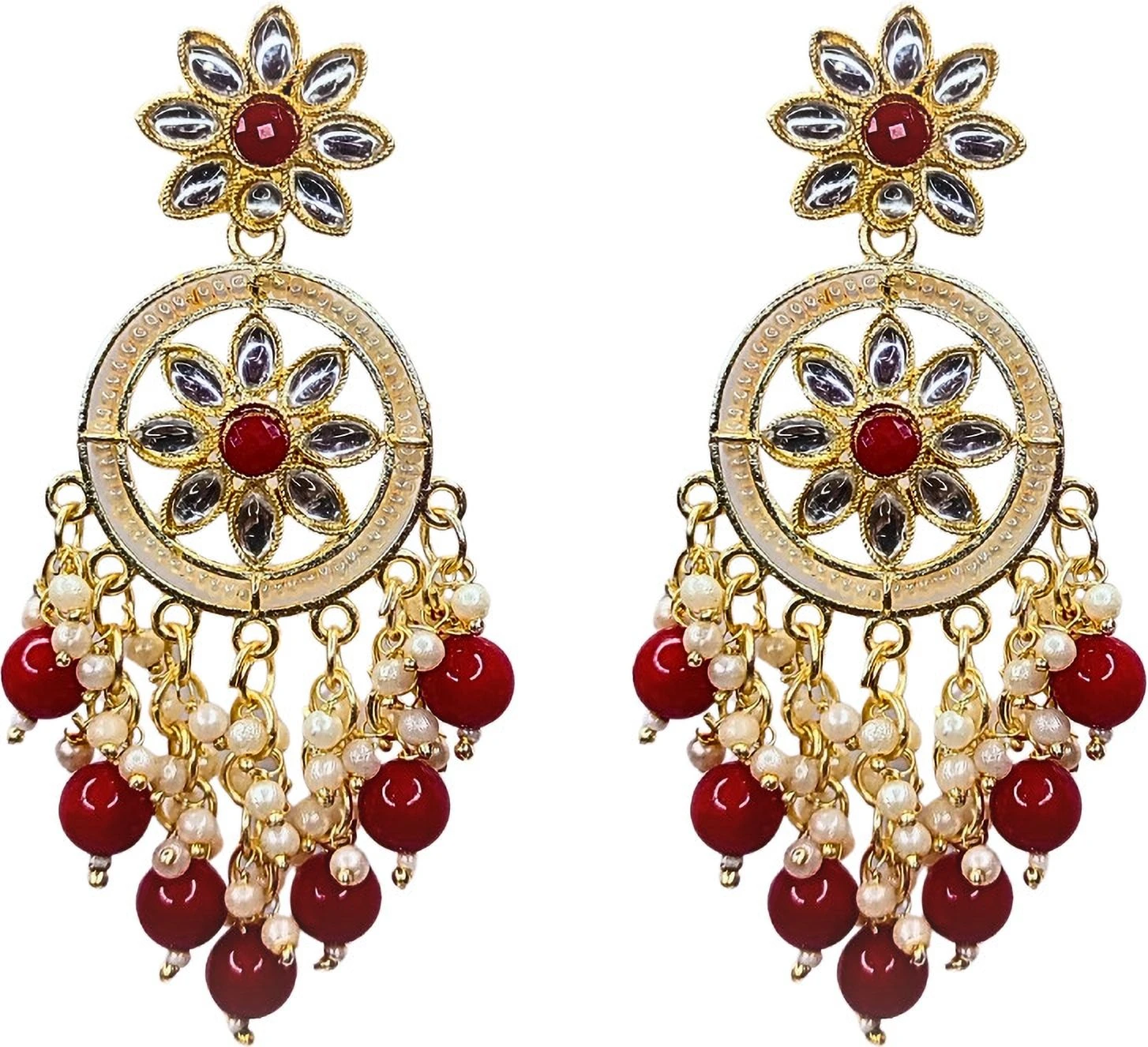 Tahaniya Gulbahaar Chaandrika Blush Bloom Drop Earrings Chandbali Earring view 1